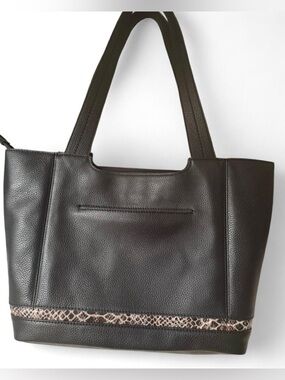 The Sak Leather Tote with Snake-Print Accent